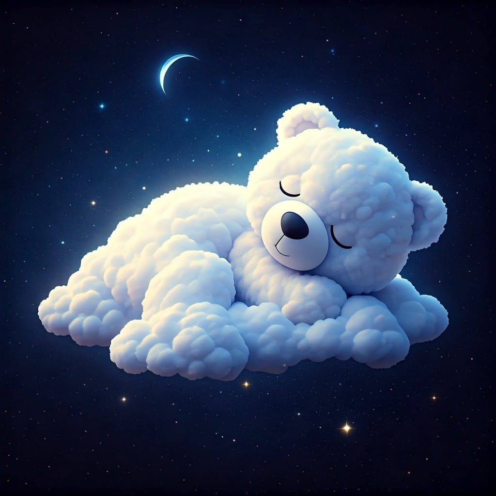 Celestial Dreamscape: Sleeping Cloud Teddy Bear