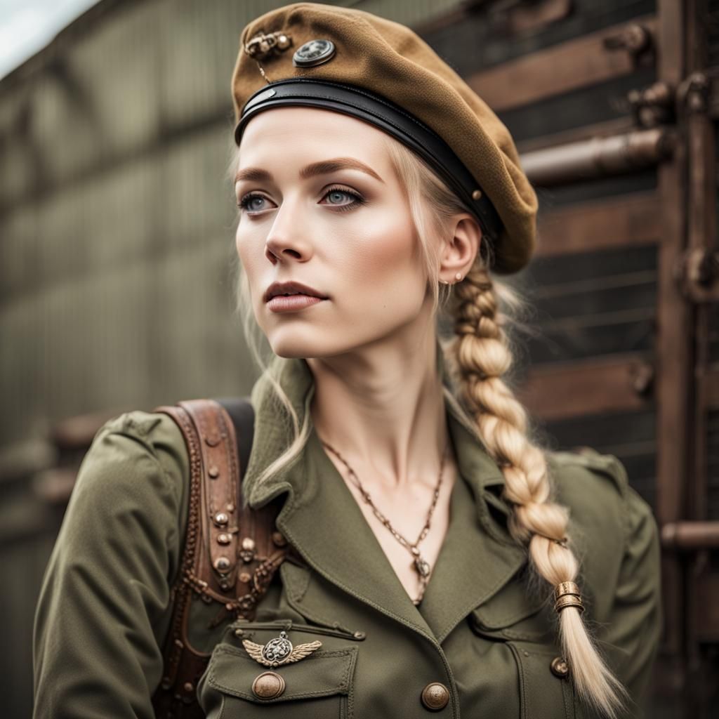 Steampunk WWII Soldier on Tank