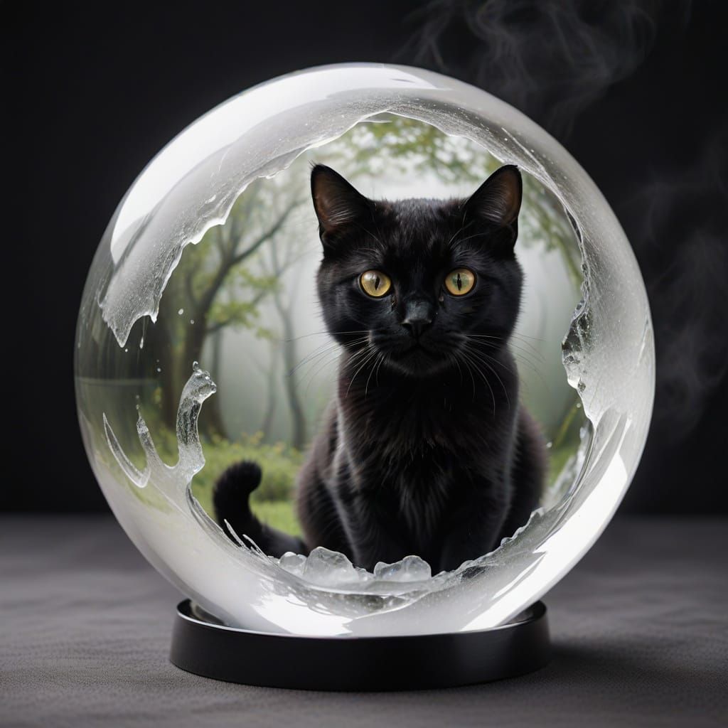 Black Cat Appears in Crystal Ball