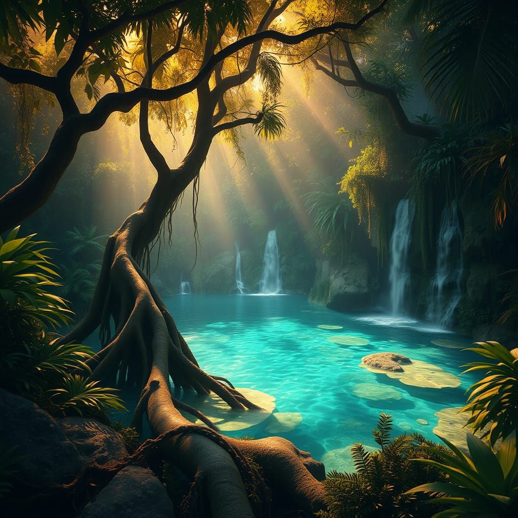 Mystical Jungle Oasis in Epic Cinematic Style