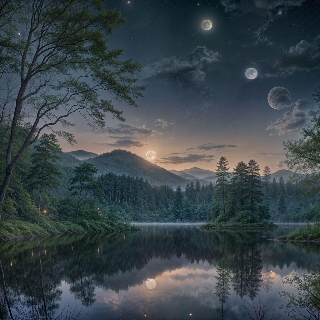 Moonlit Lake at Night: A Fantasy Landscape