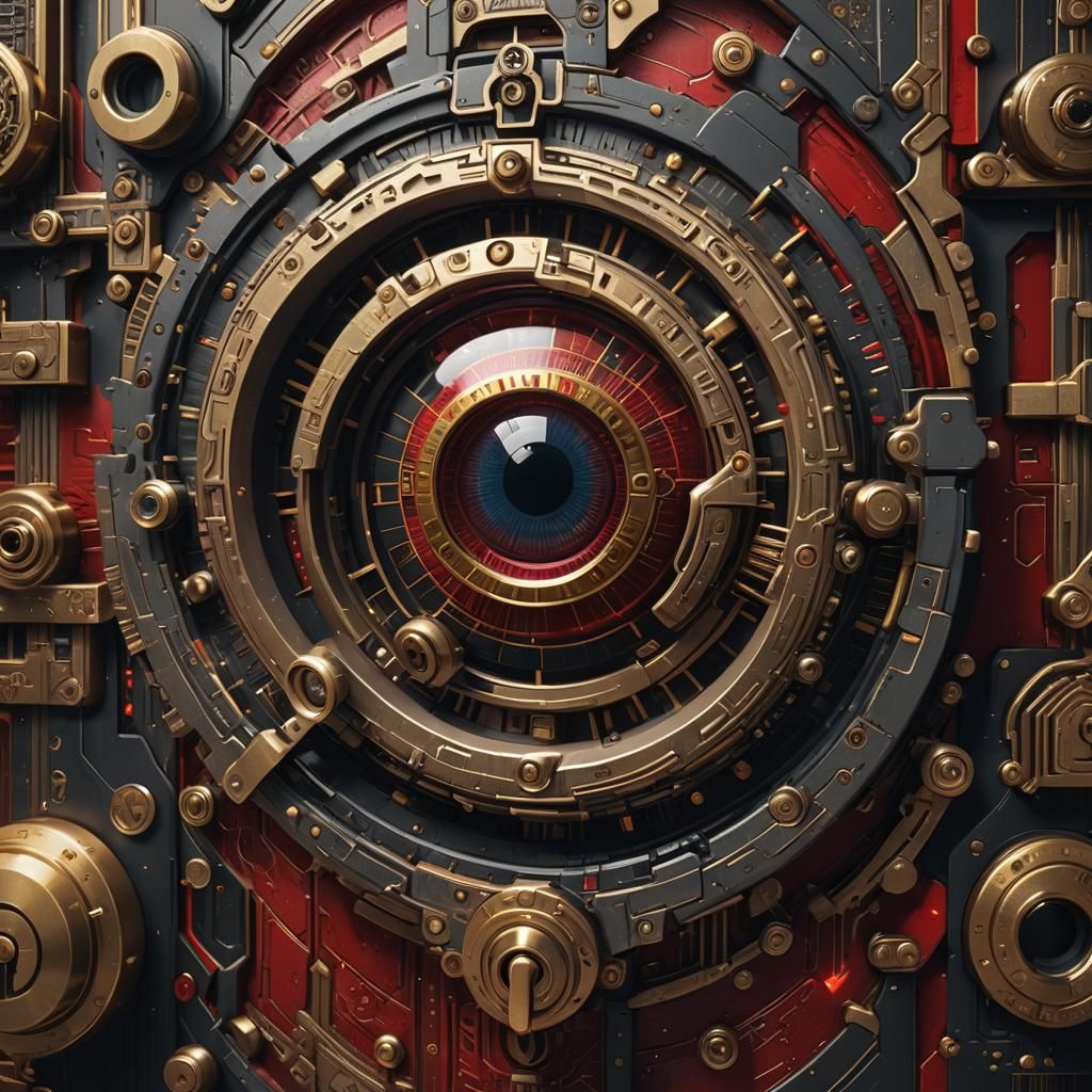 Cyber Security Eye with Lock Iris, Digital Art