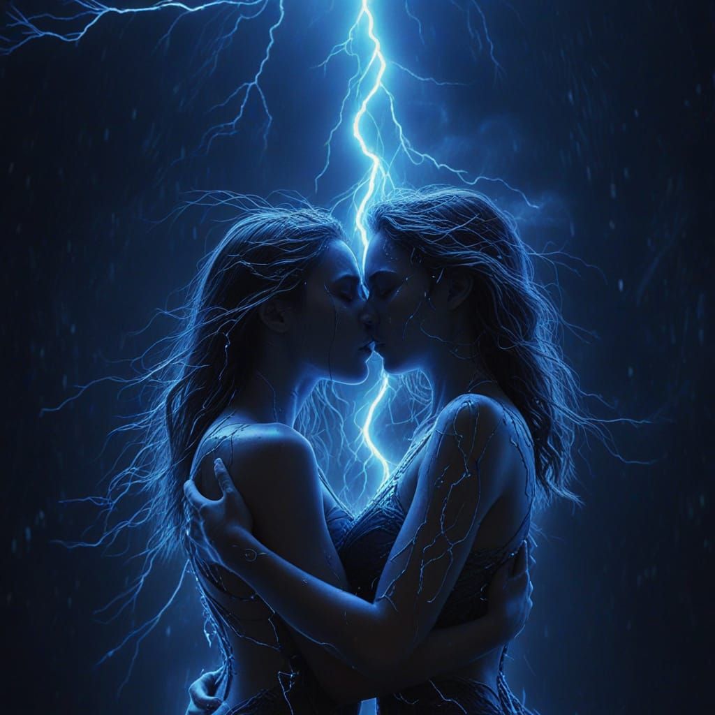 Electric Goddesses Unite in Brilliant Blue Lightning