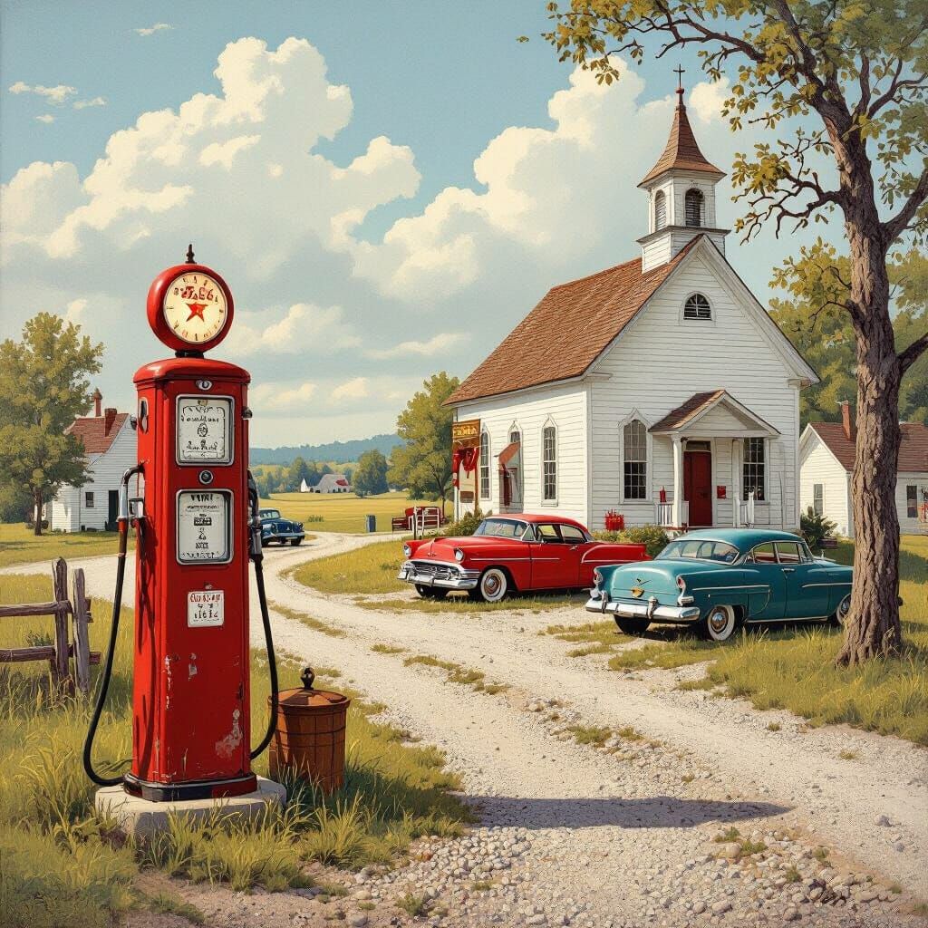 1950s Country Store Scene in Americana Style