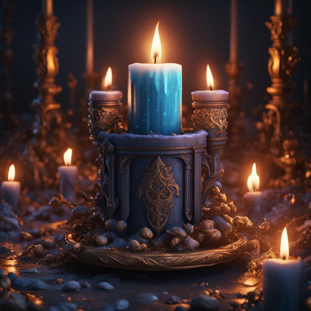 Fantastical Candle in Detailed Matte Painting Style