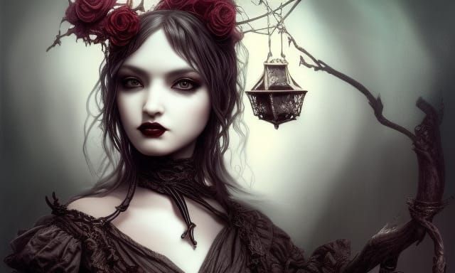 Dark Gothic Horror Concept Art with Shibari