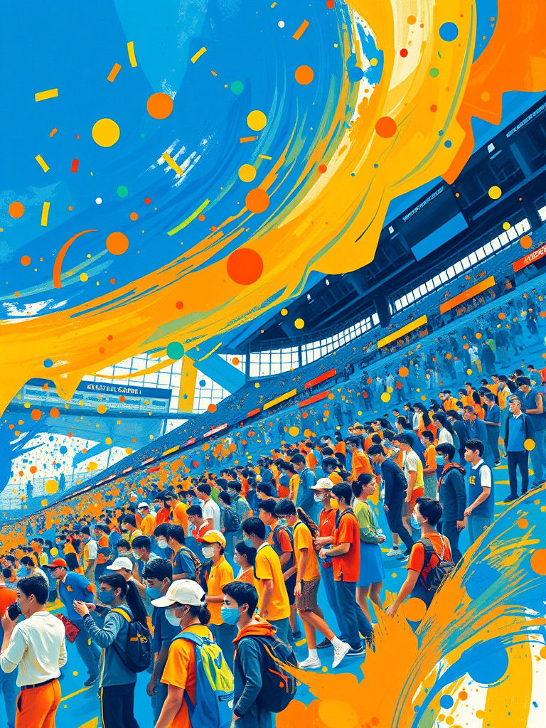 Energetic School Sports Day in Abstract Expressionist Style