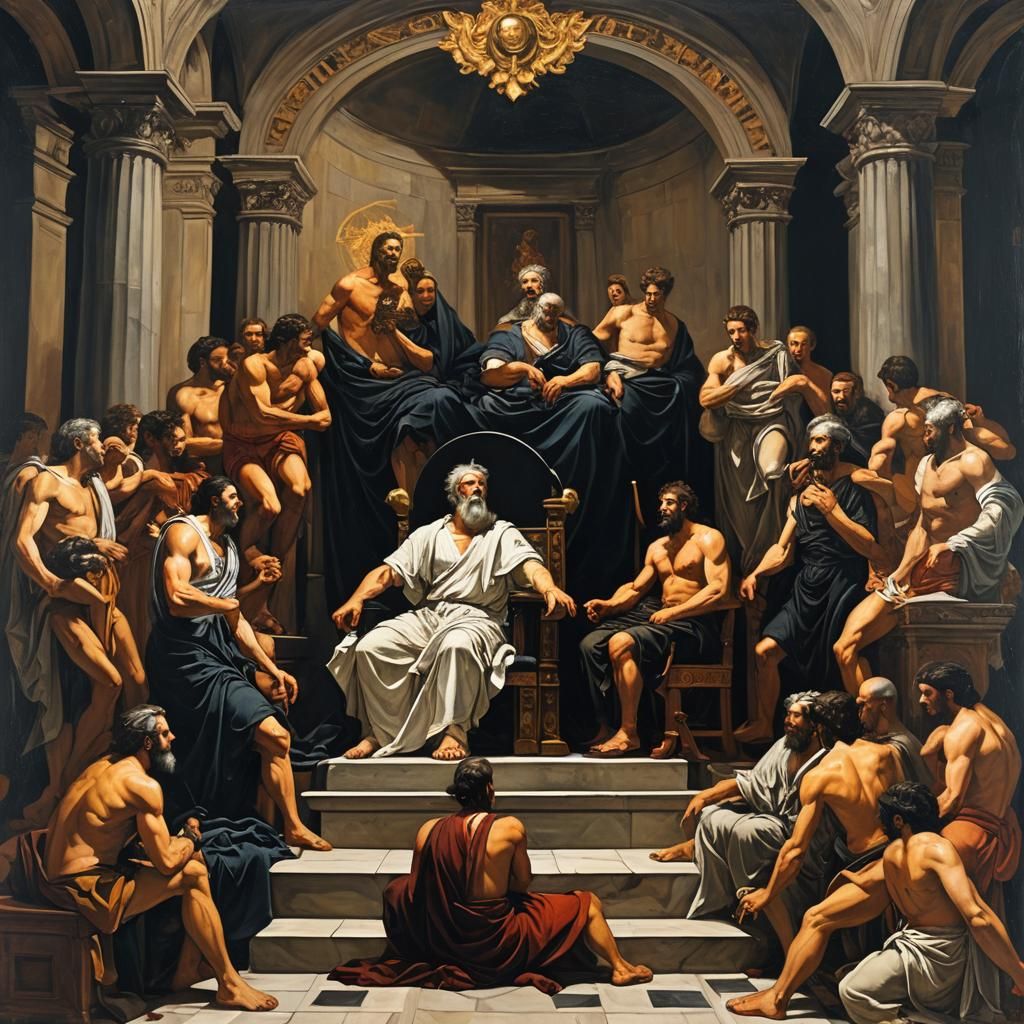 Zeus Enthroned: A Baroque Style Oil Painting