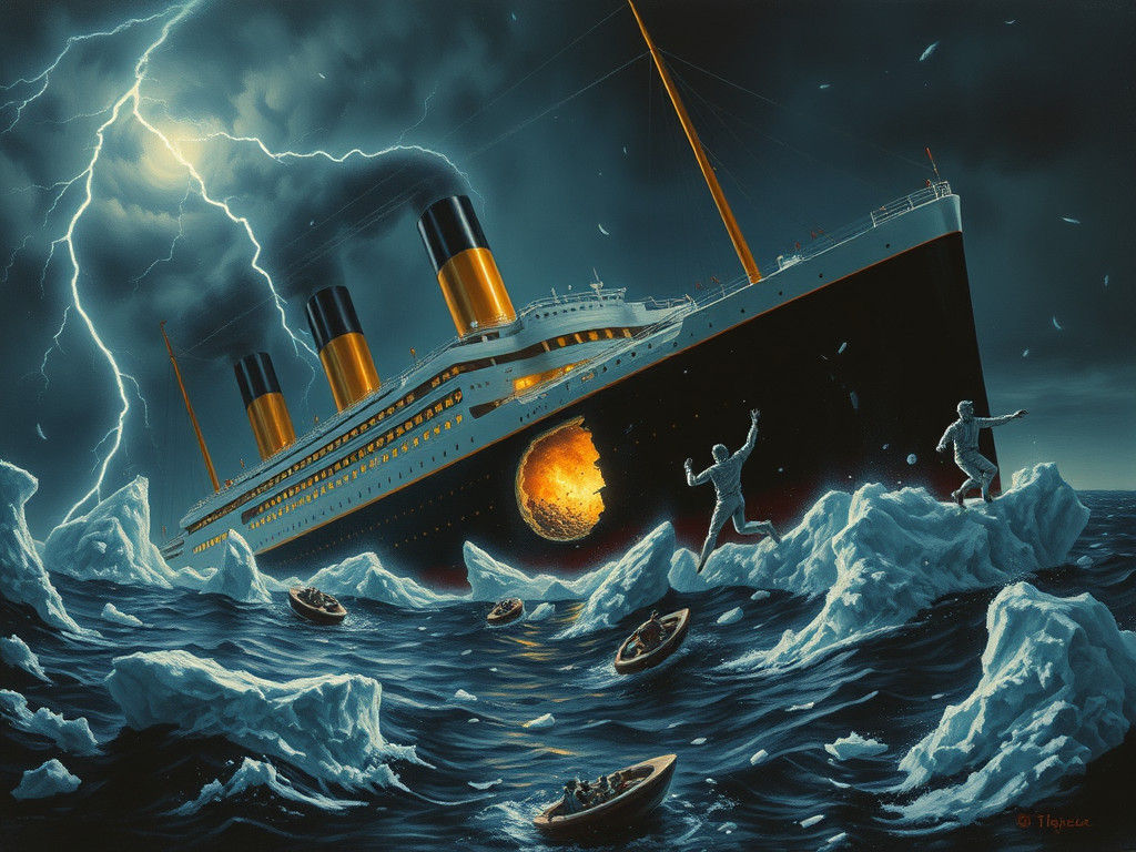 Titanic Maritime Disaster in Dramatic Cinematic Style