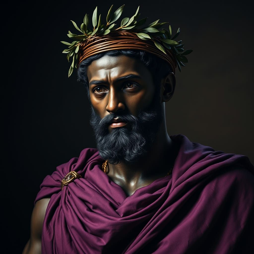 Black Caesar in Purple Toga: Baroque Portrait
