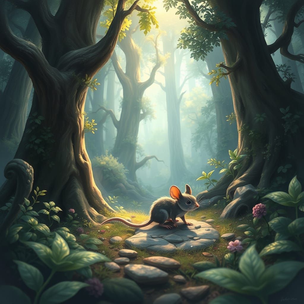 Mystical Mouse Discovers Enchanted Woodland