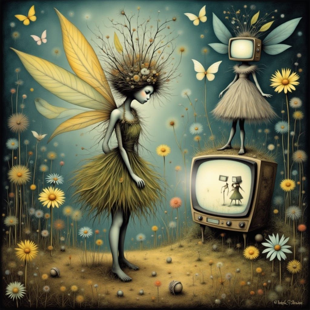 <lora:Pastel Patches:1.0> <lora:Fall Fairies 2:1.0> <lora:Dandelion Fairies:1.0> <lora:Dusk 4 b:1.0> Fairy creature made...