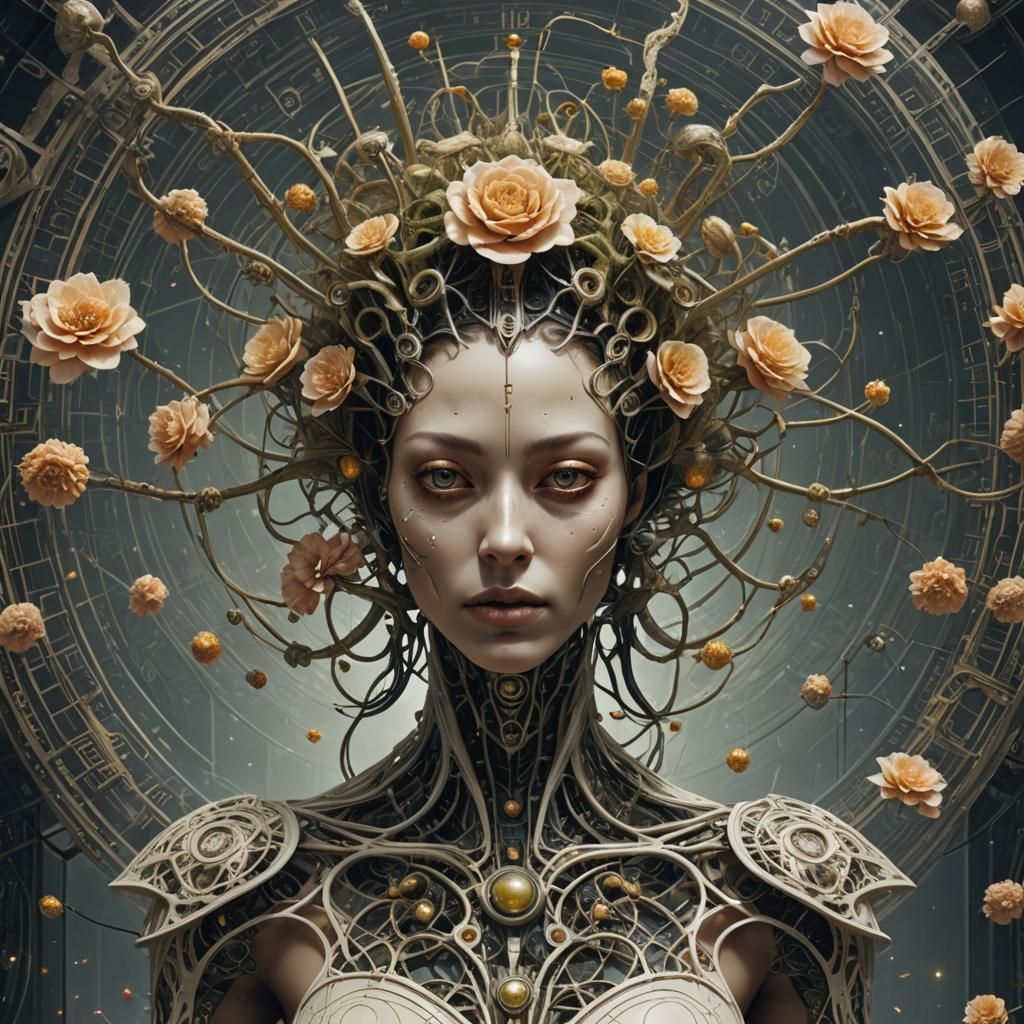 Surreal Sci-Fi Art with Fractal Flower Patterns