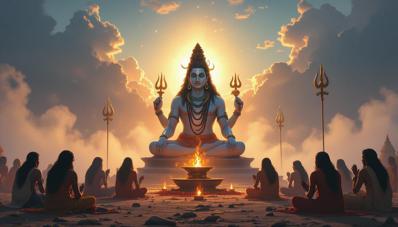 Divine Shivling with Glowing Aura in Spiritual Realism