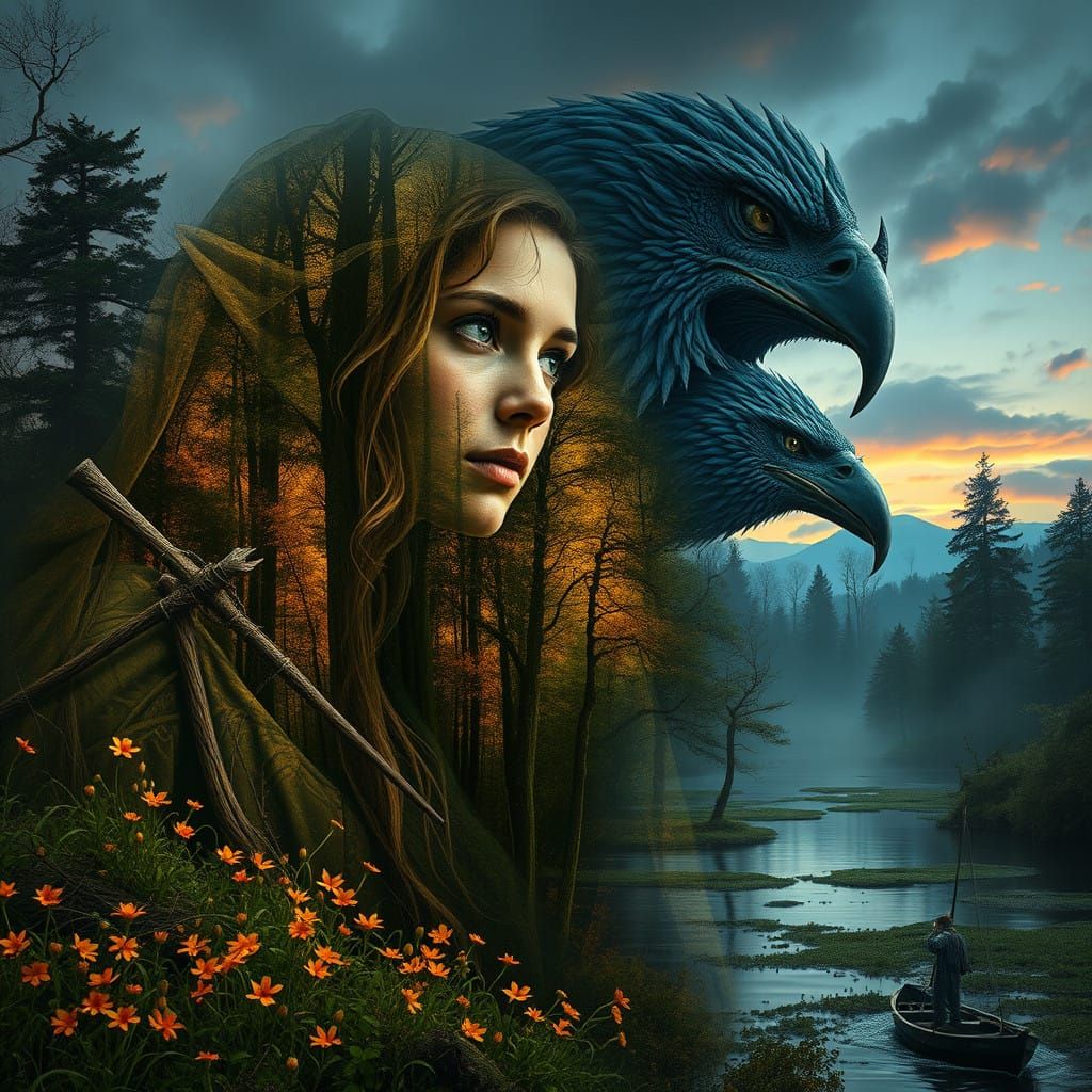 Galadriel in Enchanted Forest Double Exposure