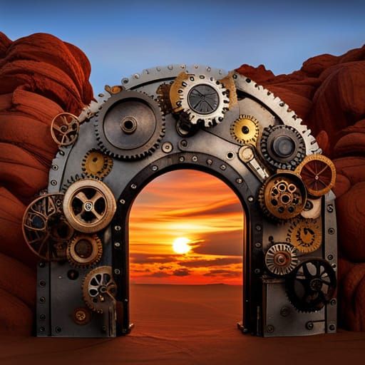 Steampunk Arch Made from Recycled Materials
