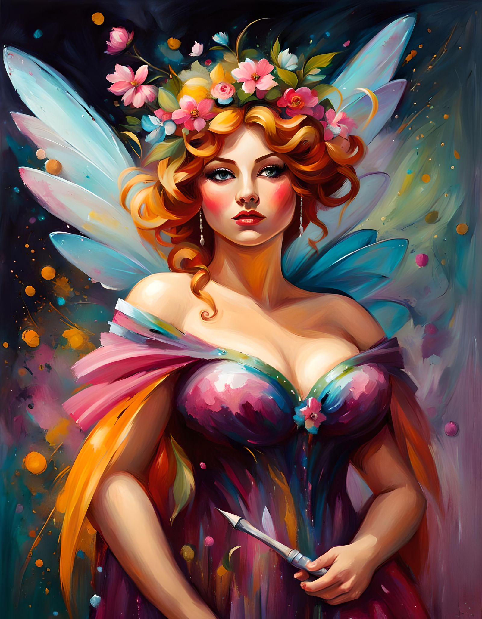 Cute Curvy Fairy Woman in Speedpaint Style