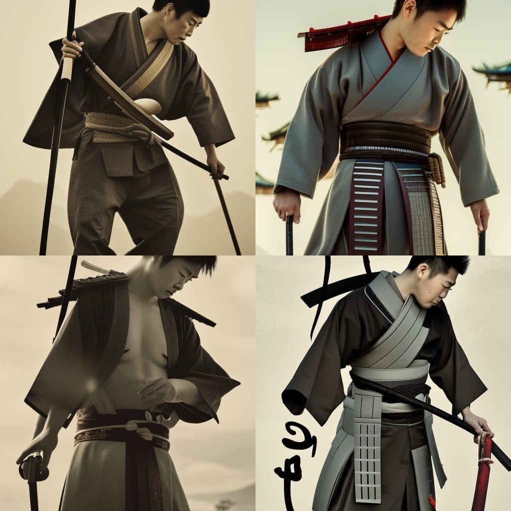 Handsome Samurai Warrior in Kimono: Digital Matte Painting