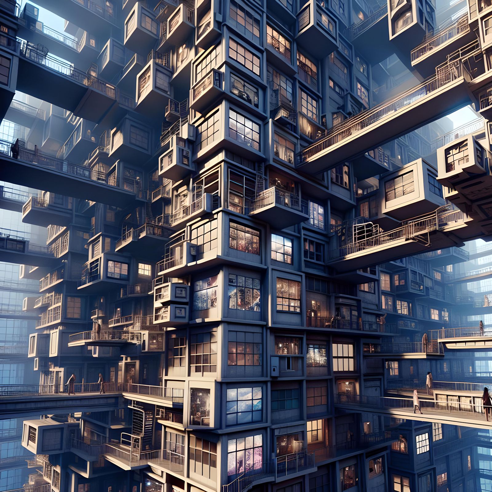 Surreal Cityscape Defying Physics in Ultra-High Resolution