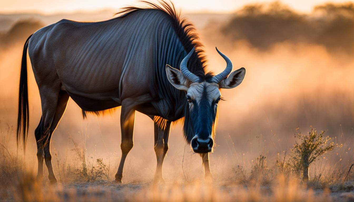 Blue Wildebeest in Kruger Park: Ultrarealistic Close-Up