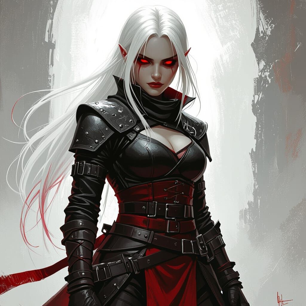 Dhampire Female in Dark Fantasy Style