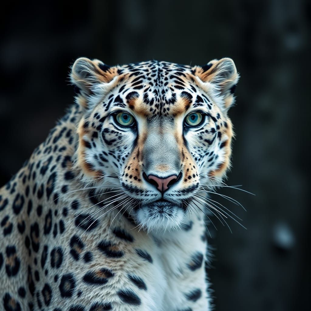 Hyperrealistic Snow Leopard Portrait in High Definition