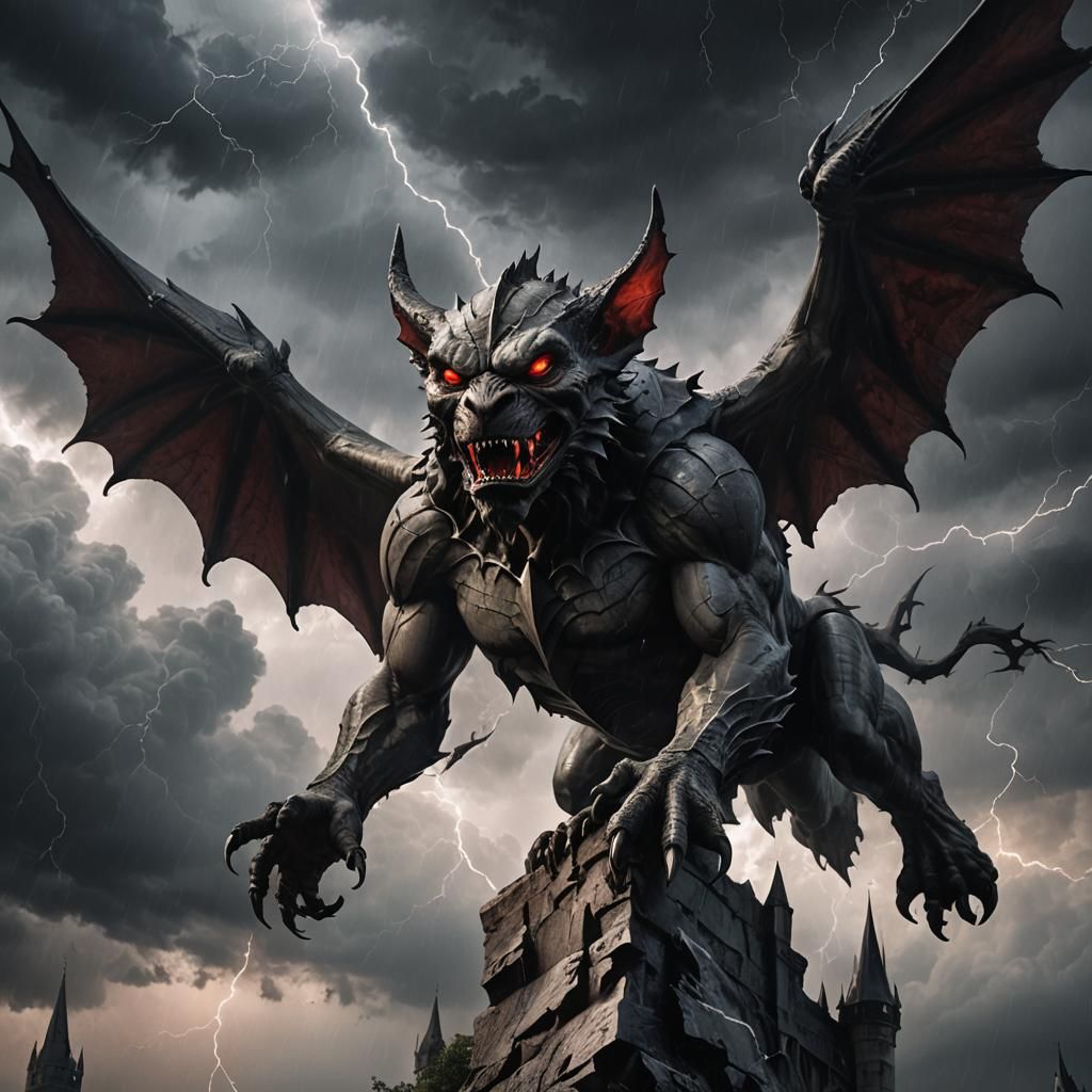 Gargoyle in Storm: Gothic Concept Art