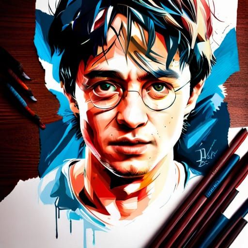 Hyperreal Oil Painting Portrait of Harry Potter