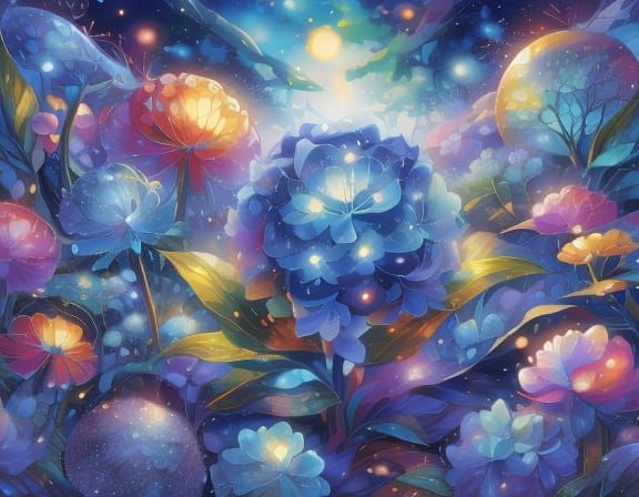 Woman in L'Amour Gown with Flower Power Hydrangeas