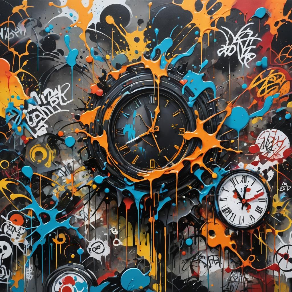 Colorful Abstract Graffiti Art with Splash Effects