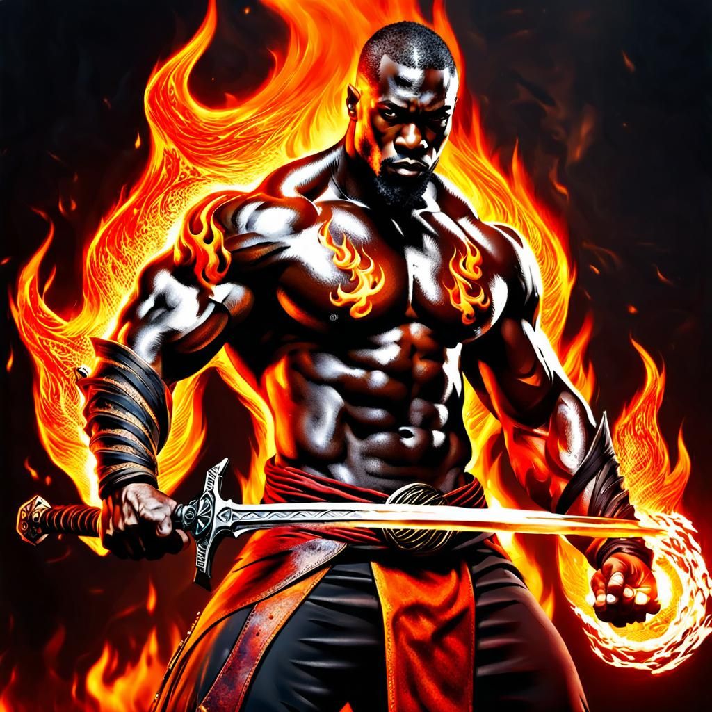 Flaming Warrior: A Fantasy Portrait