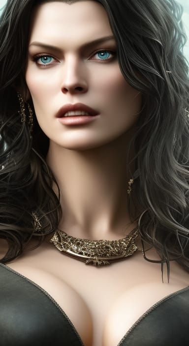 Milla Jovovich as Yennefer in Detailed Armor, Hyperrealistic