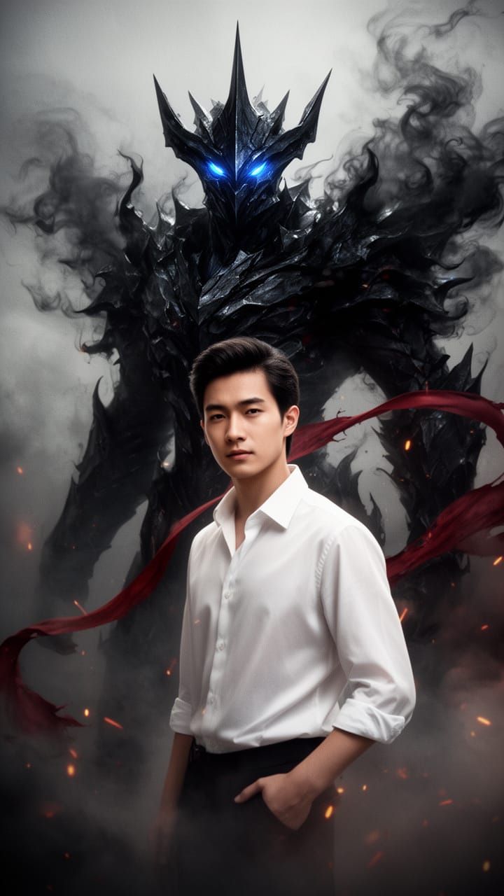 Anime Artwork: Man and Ominous Armored Figure