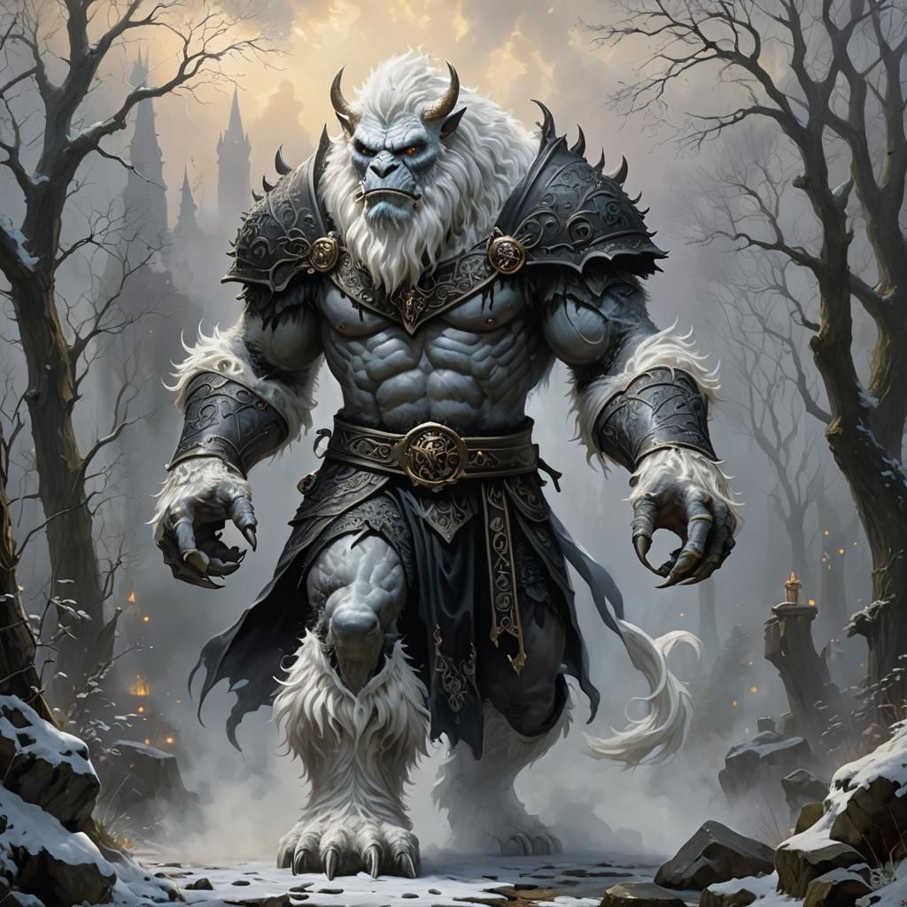 Giant Furry Monster in Medieval Fantasy Style