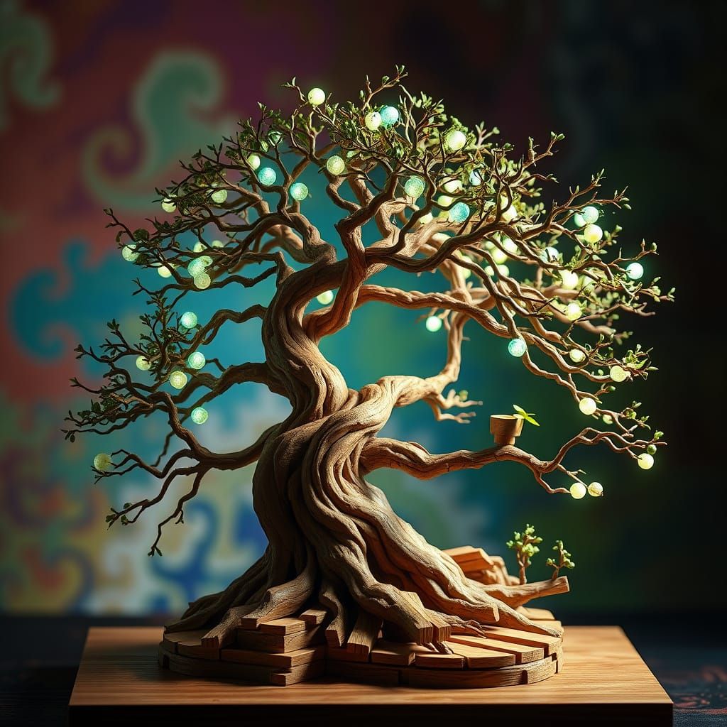 Mystical Wooden Bonsai Tree Inspired by Avatar