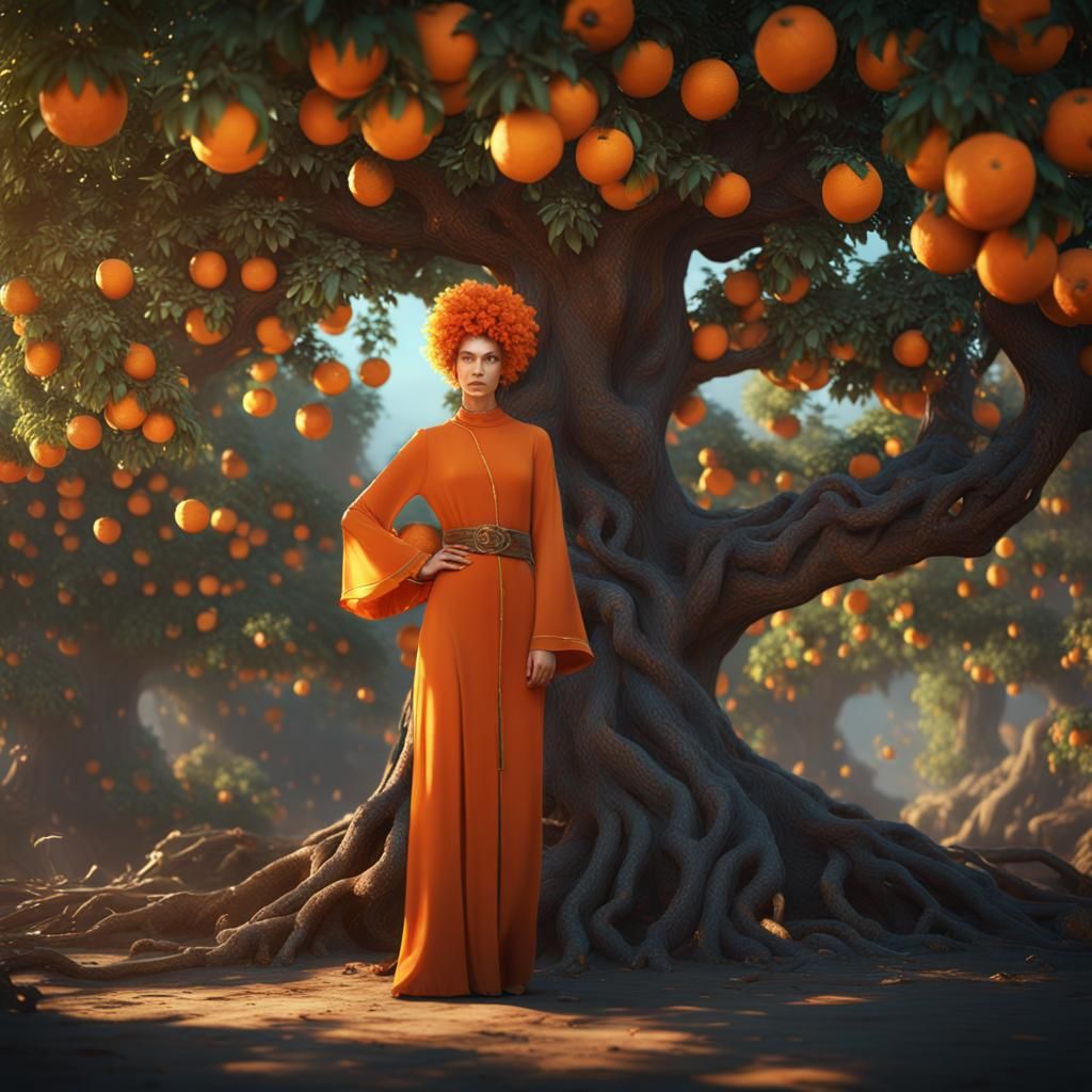 Orange Tree Woman: Fantasy Concept Art