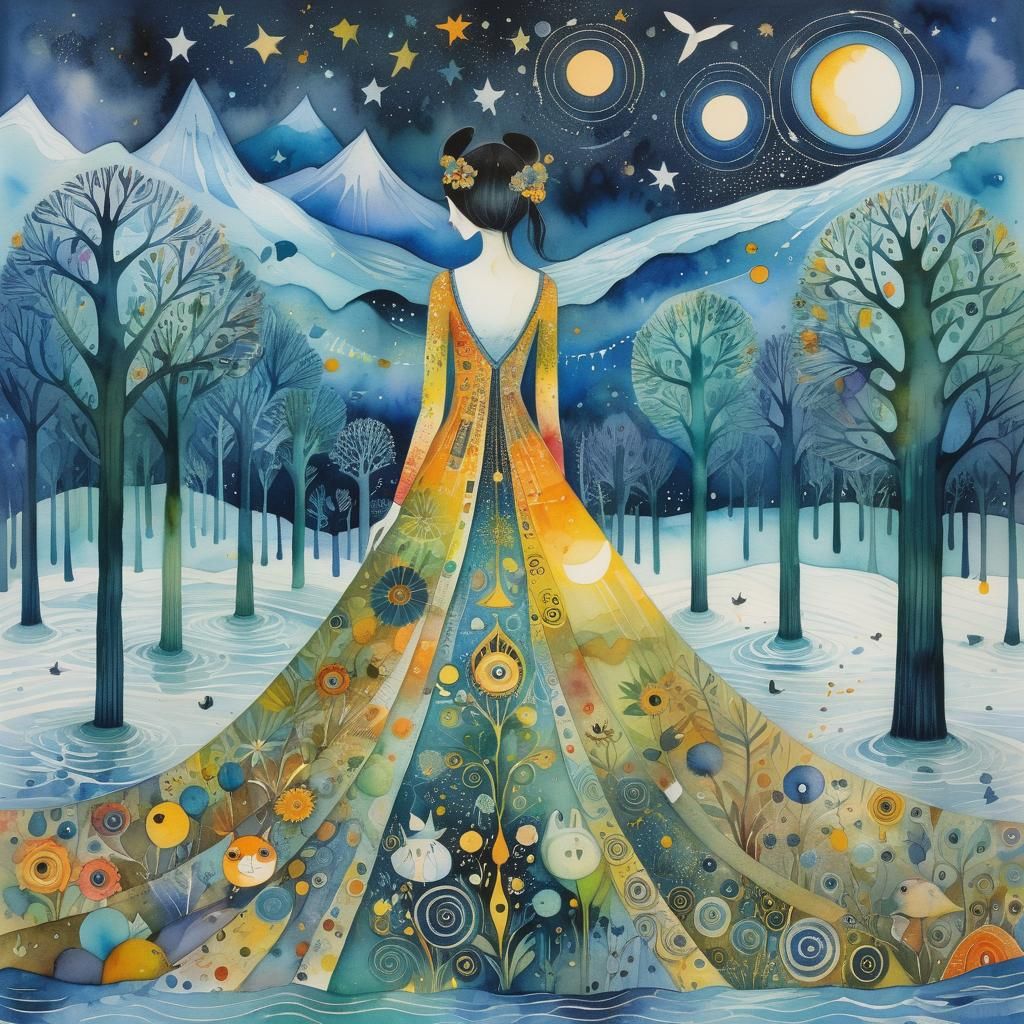 Mystical Watercolor: Fantastical Cel-Shaded Mixed Media