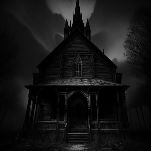 Eerie Church: Dark Figure in Charcoal Drawing