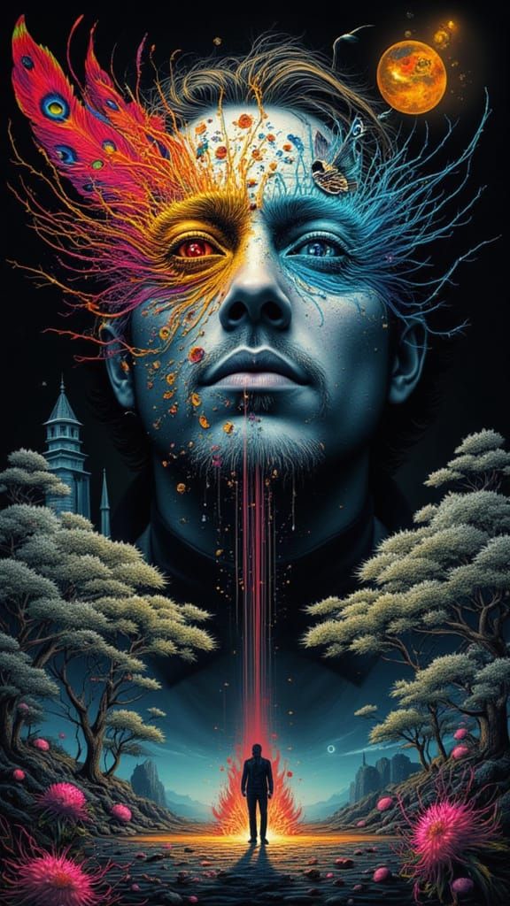 Surreal Figure Blends Human and Animal Features in Dreamscap...