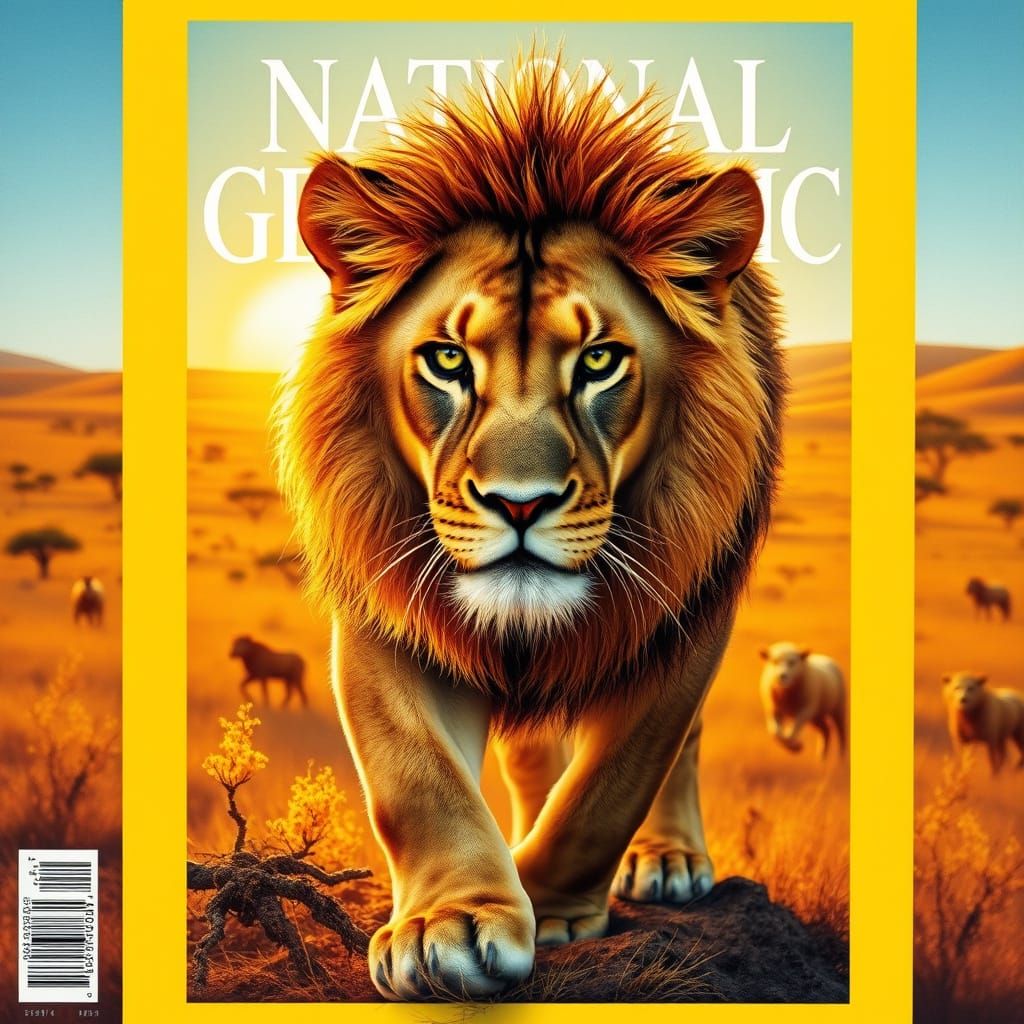 Majestic Lioness Steps into Vintage Safari Scene