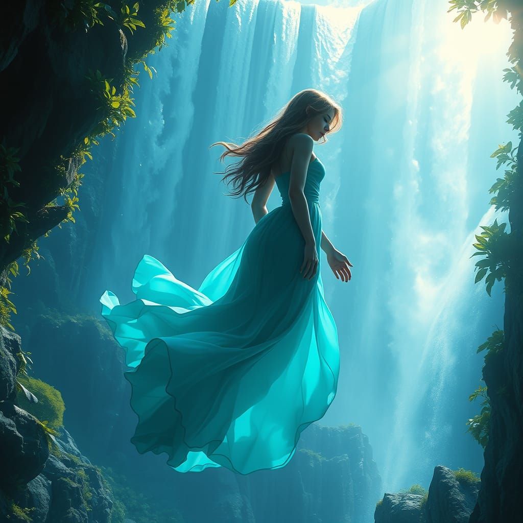 Ethereal Waterfall Fantasy in Dreamlike Colors