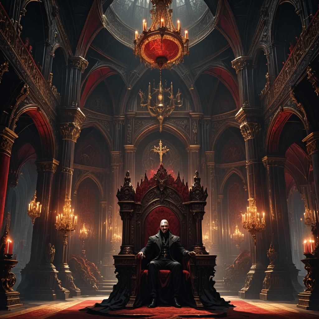 Opulent Vampire Lair in Gothic Fantasy Style