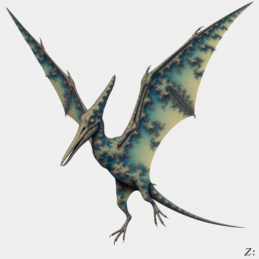 Fractal Pterodactyl Creature with Mandelbrot Patterns