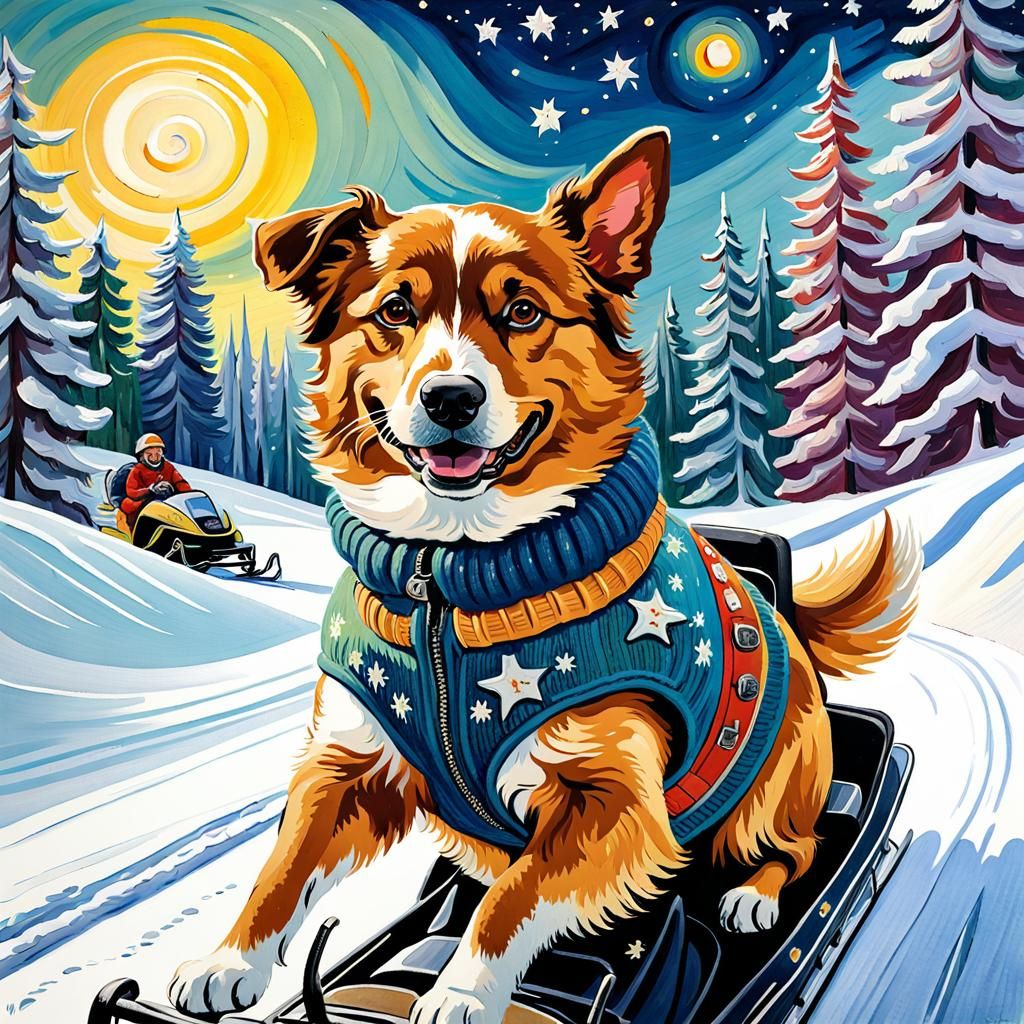 Dog Playing Ice Skating