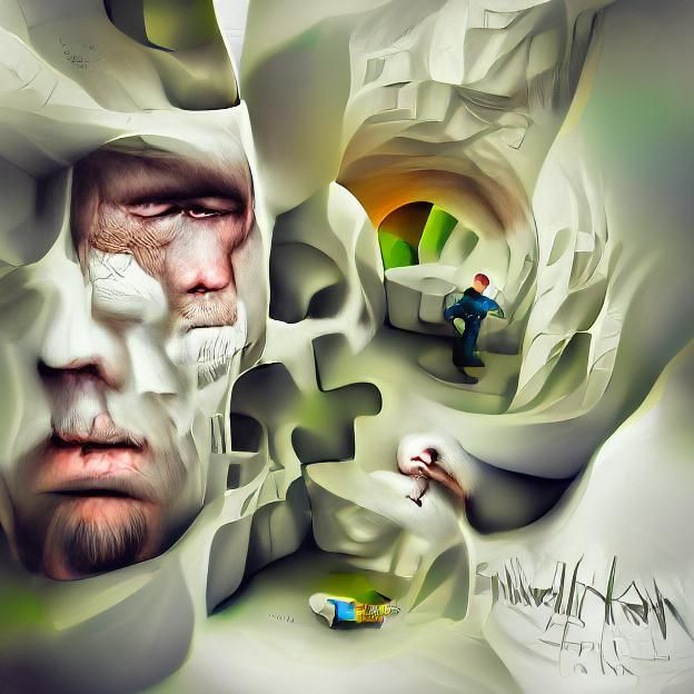 Hyperrealistic Portrait of a Broken Man