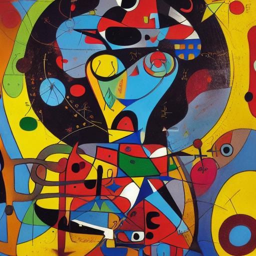 Cosmic Fusion: Miro-Inspired Art Nouveau Illustration