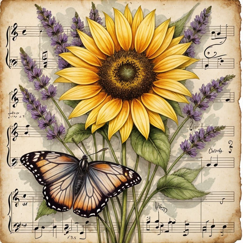 Whimsical Vintage Floral Collage in Digital Art Style