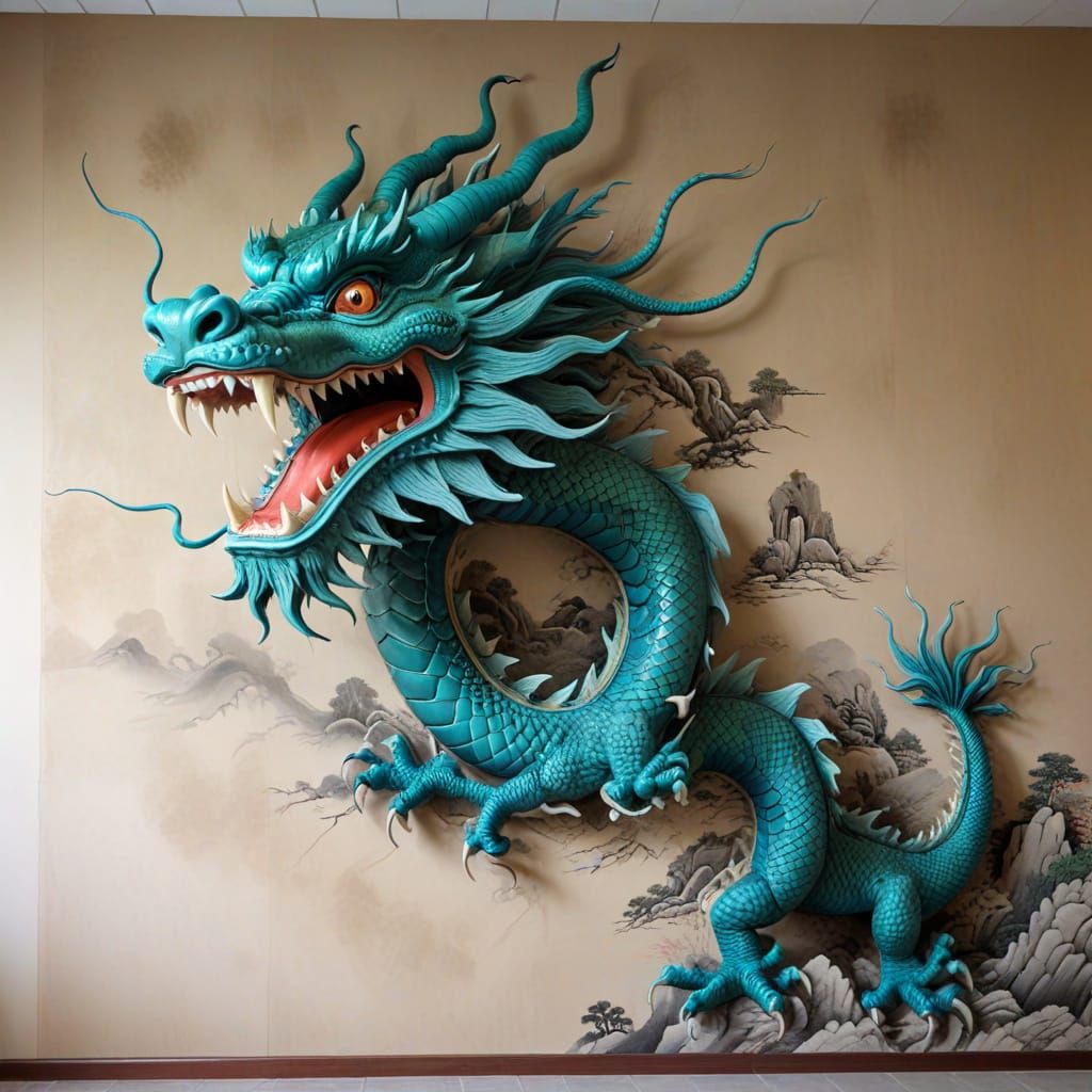 Great Wall of China with Dragon Apparition