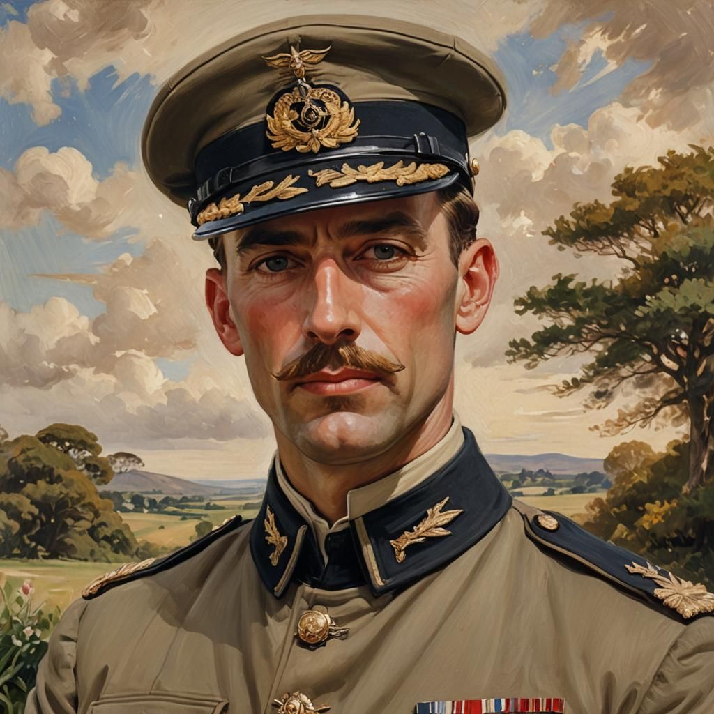 WWII Royal Navy Captain Portrait in Oil Paint Style