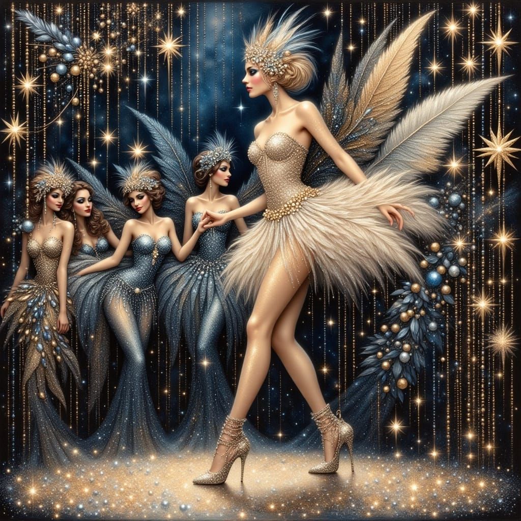 1920s Showgirl Art Nouveau Illustration